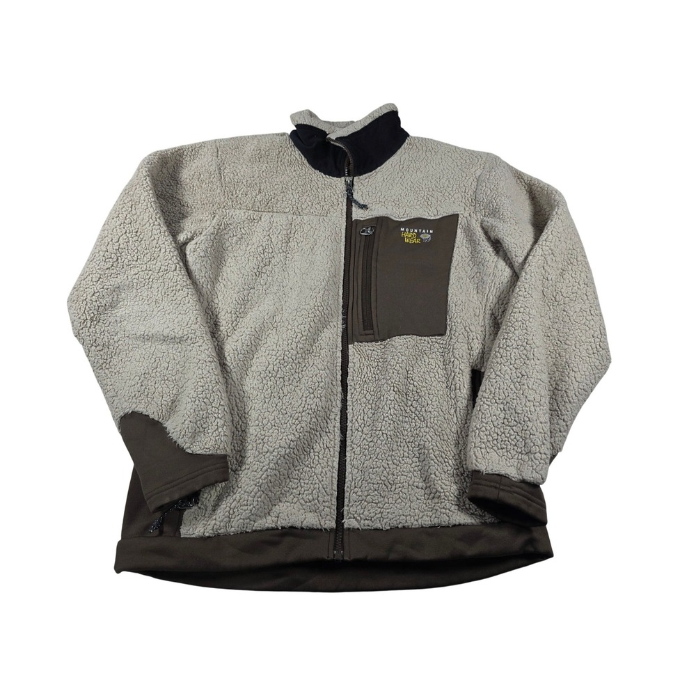 Mountain Hardwear Women's L Large Monkey Fleece Jacket Grey Brown Full Zip